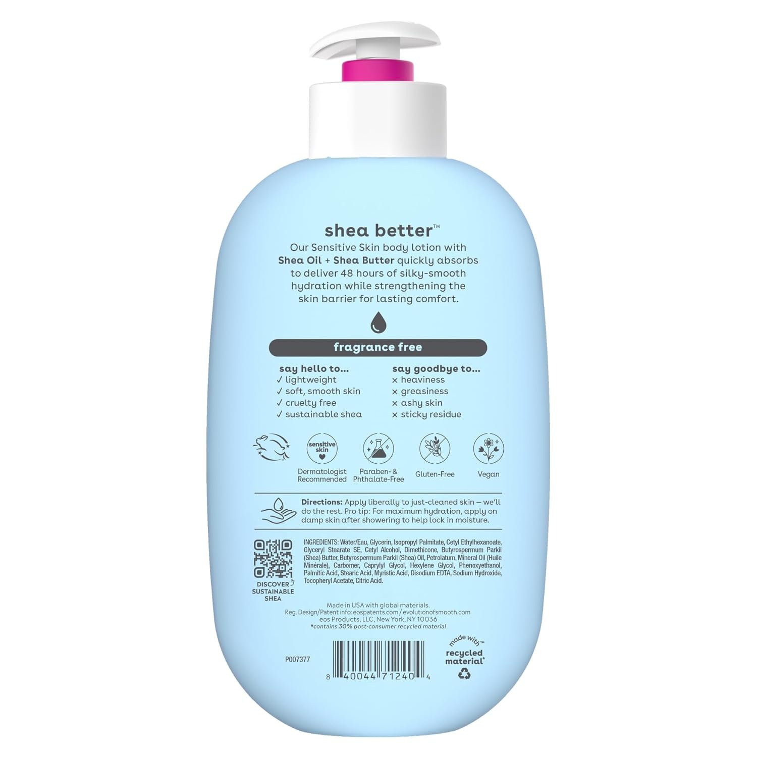 eos Shea Better Sensitive Skin Body Lotion – Fragrance Free 473ml
