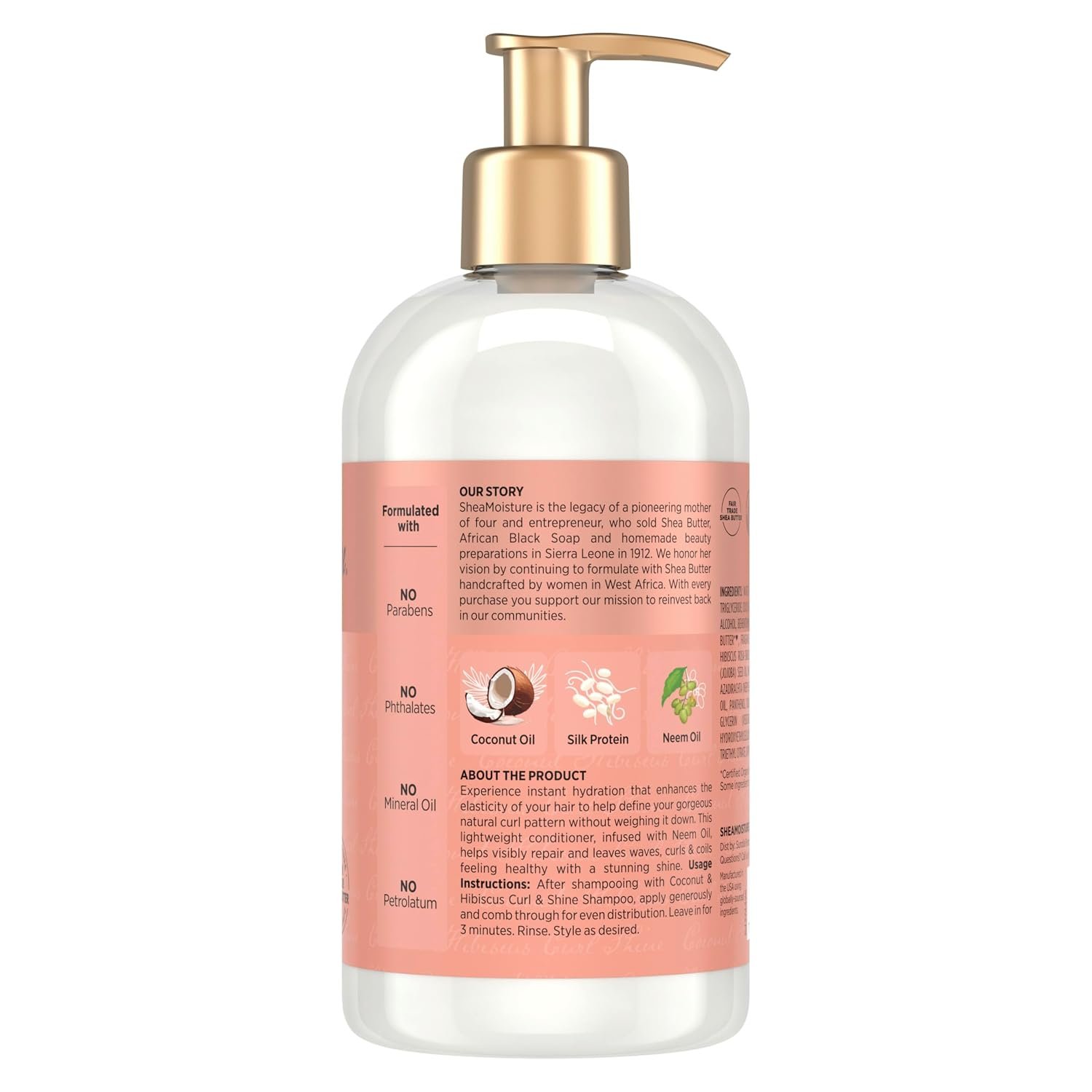 Shea Moisture Curl & Shine Conditioner Coconut & Hibiscus, for Thick, Curly Hair to Moisturize & Soften, 13 oz