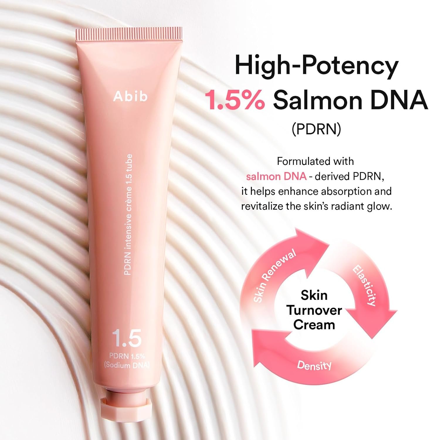 Abib PDRN Crème intensive 1,5 tube de 70 ml, hydratant hydratant à l’ADN de saumon PDRN pour peaux ternes et stressées, revitalisation de la peau et soin des barrières, avec peptides et acide