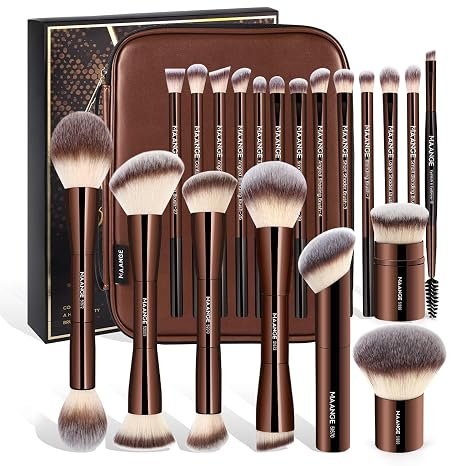 MAANGE 7/13/20pcs Aluminium Makeup Brush Set – Pro Grade with Cosmetic Bag 20pcs Aluminium Tube Makeup Brushes + Cosmetic Bag