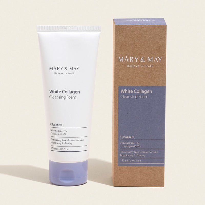 Mary & May White Collagen Cleansing Foam 150 ml رغوة تنظيف البشرة بالكولاجين والنياسينامي