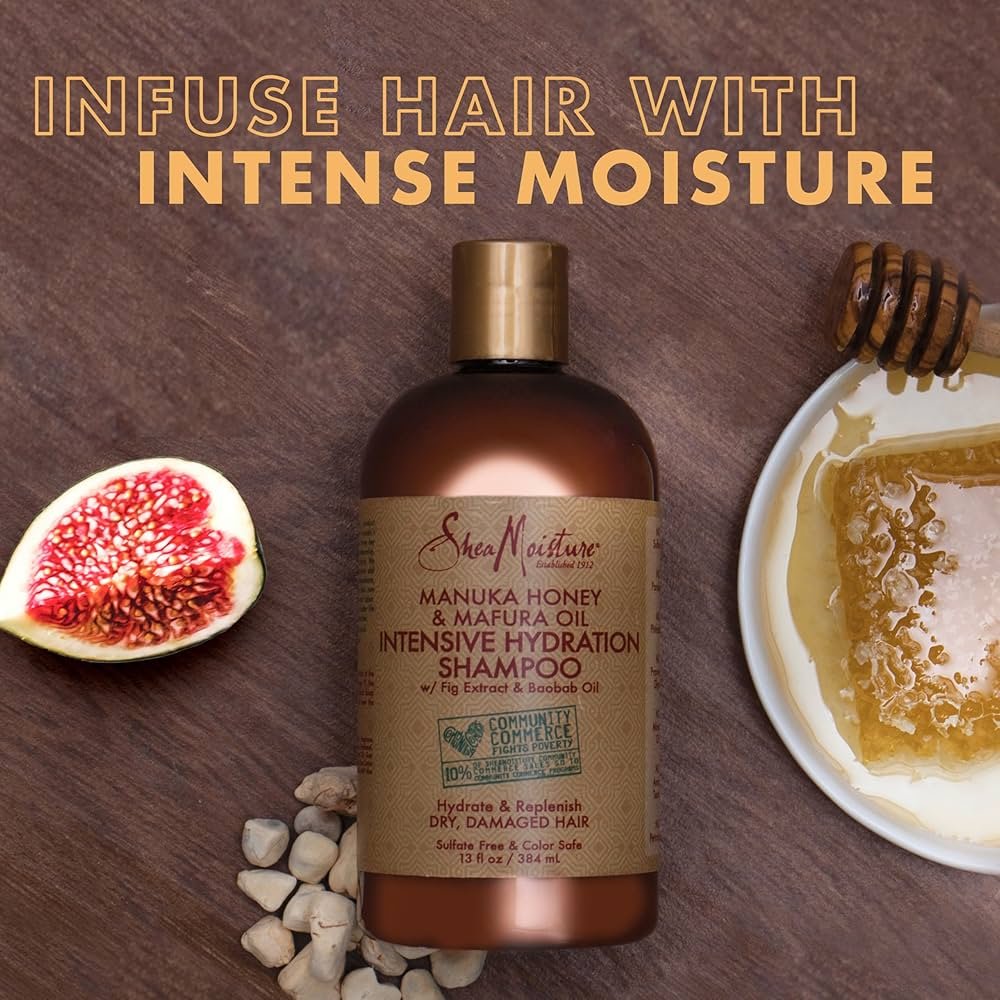Shea Moisture Intensive Hydration Shampoo 384ml شامبو الترطيب المكثف بعسل المانوكا و زيت المافورا من شيا مويستشر 384مل