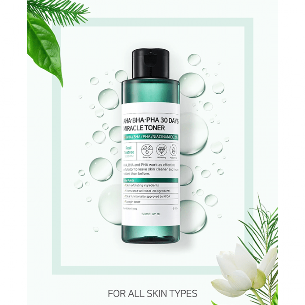 تونر المعجزة AHA BHA PHA من سوم باي مي 150مل – Some By Mi AHA BHA PHA 30 Days Miracle Toner 150ml
