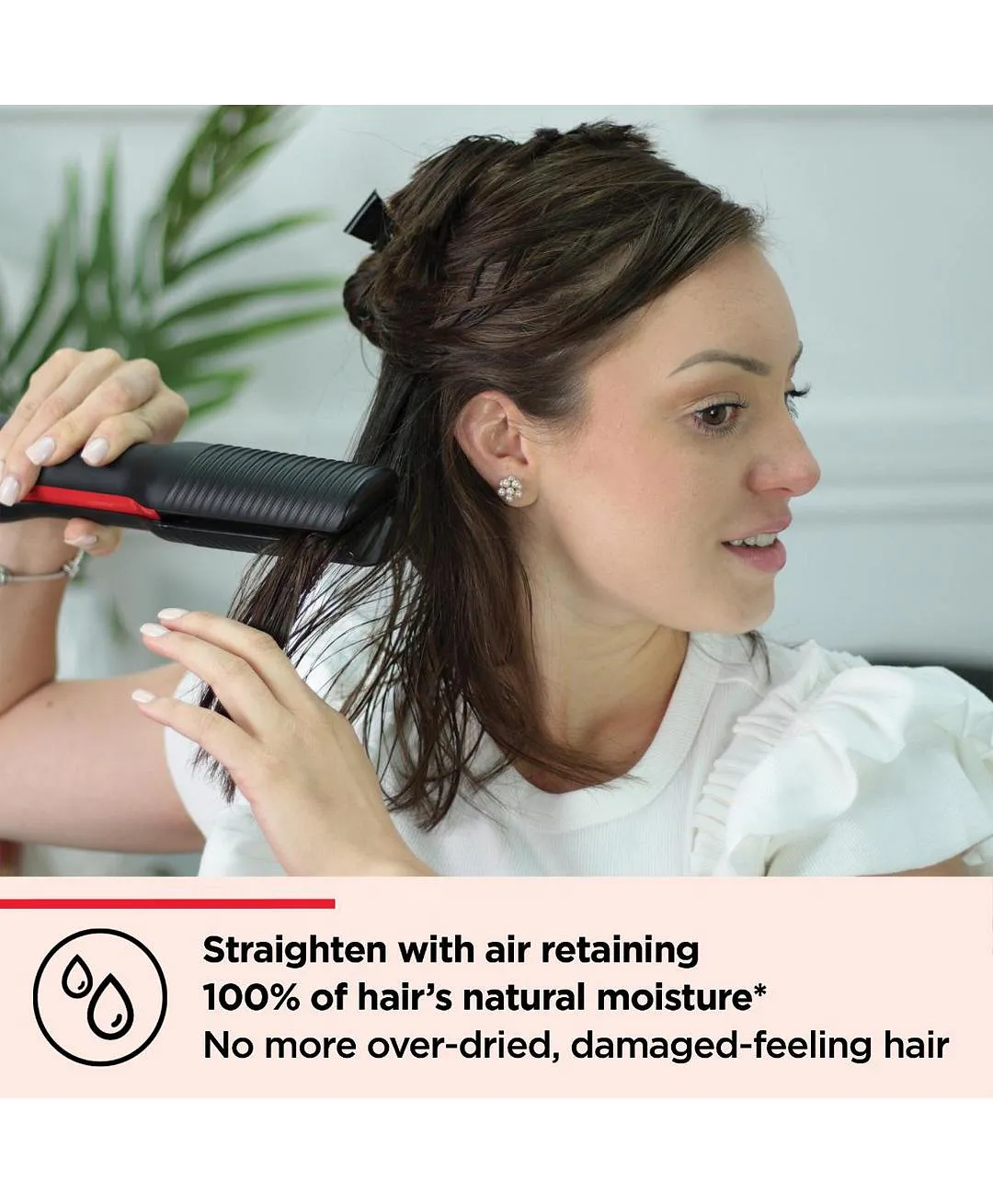 Revlon One Step Air Straight 2 in 1 Dryer & Straightener, 6 Speed Settings, Ceramic Tourmaline Teeth, Unique Plates Infused with Argan Oil, 1000W RVDR 5330ARB – Black