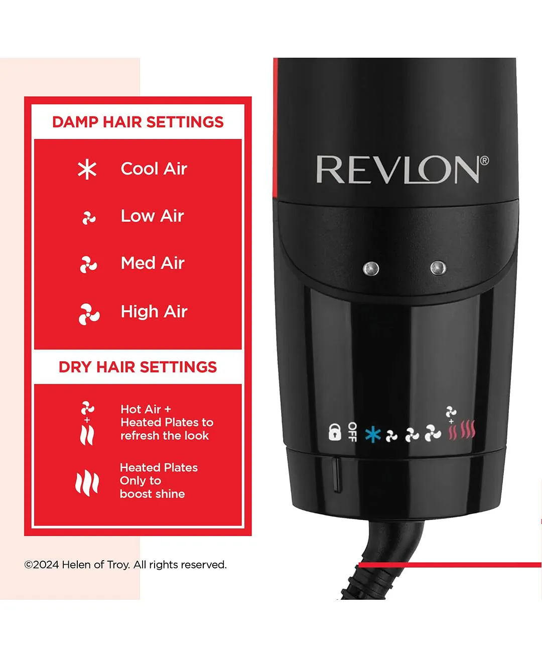 Revlon One Step Air Straight 2 in 1 Dryer & Straightener, 6 Speed Settings, Ceramic Tourmaline Teeth, Unique Plates Infused with Argan Oil, 1000W RVDR 5330ARB – Black