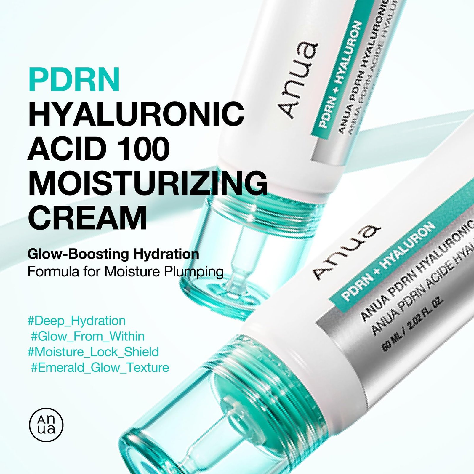 ANUA PDRN HYALURONIC ACID 100 MOISTURE CREAM 60ml كريم الترطيب ANUA PDRN بحمض الهيالورونيك