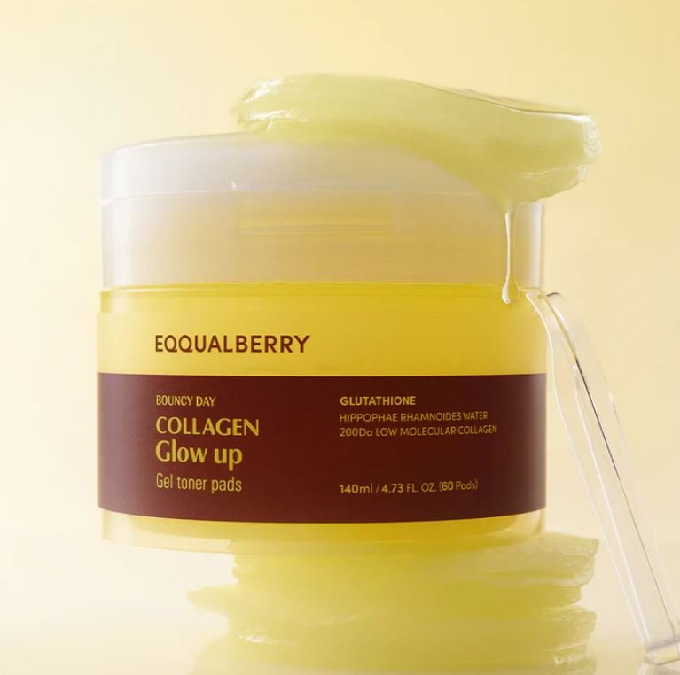 EQQUALBERRY Collagen Glow Up Gel Toner Pads 140 ML