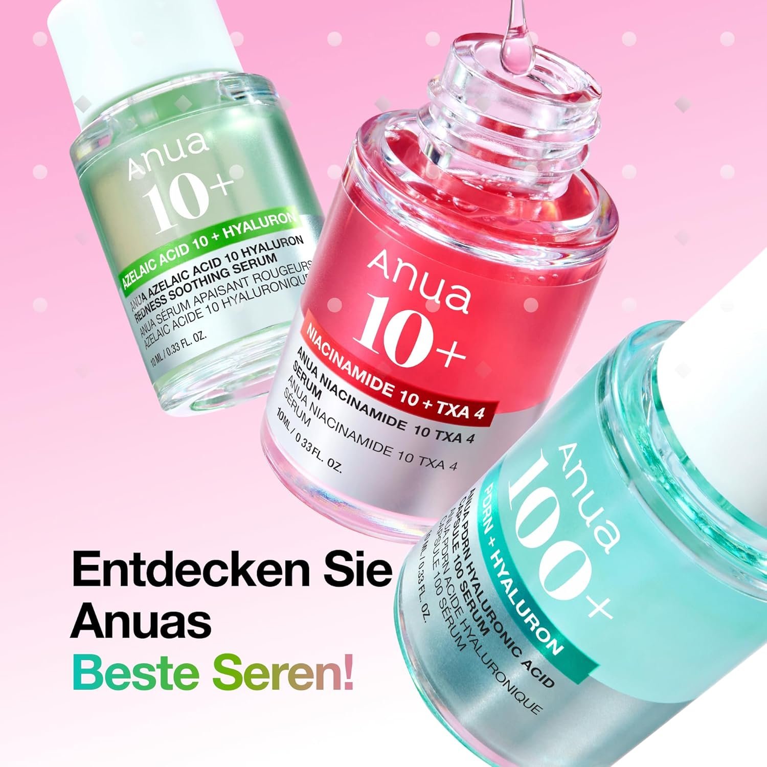 Anua Serum Discovery Trio, Mini Face Serum Travel Size Kit with Hyaluronic Acid, Niacinamide & Azelaic Acid, Hydrating Soothing Gift Set for Women 10ml