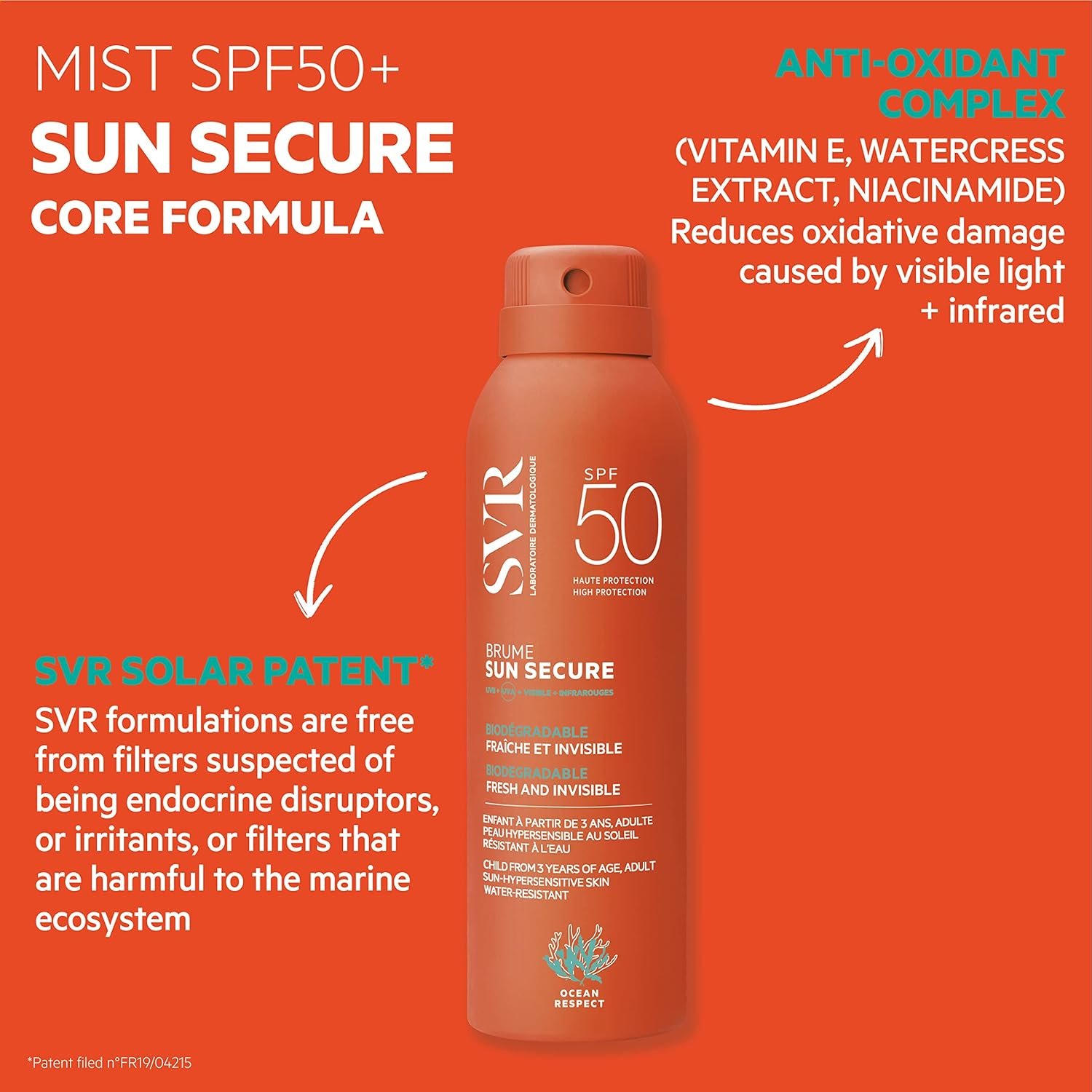 SVR – Sun Secure Brume SPF50+ – Brume solaire légère et invisible