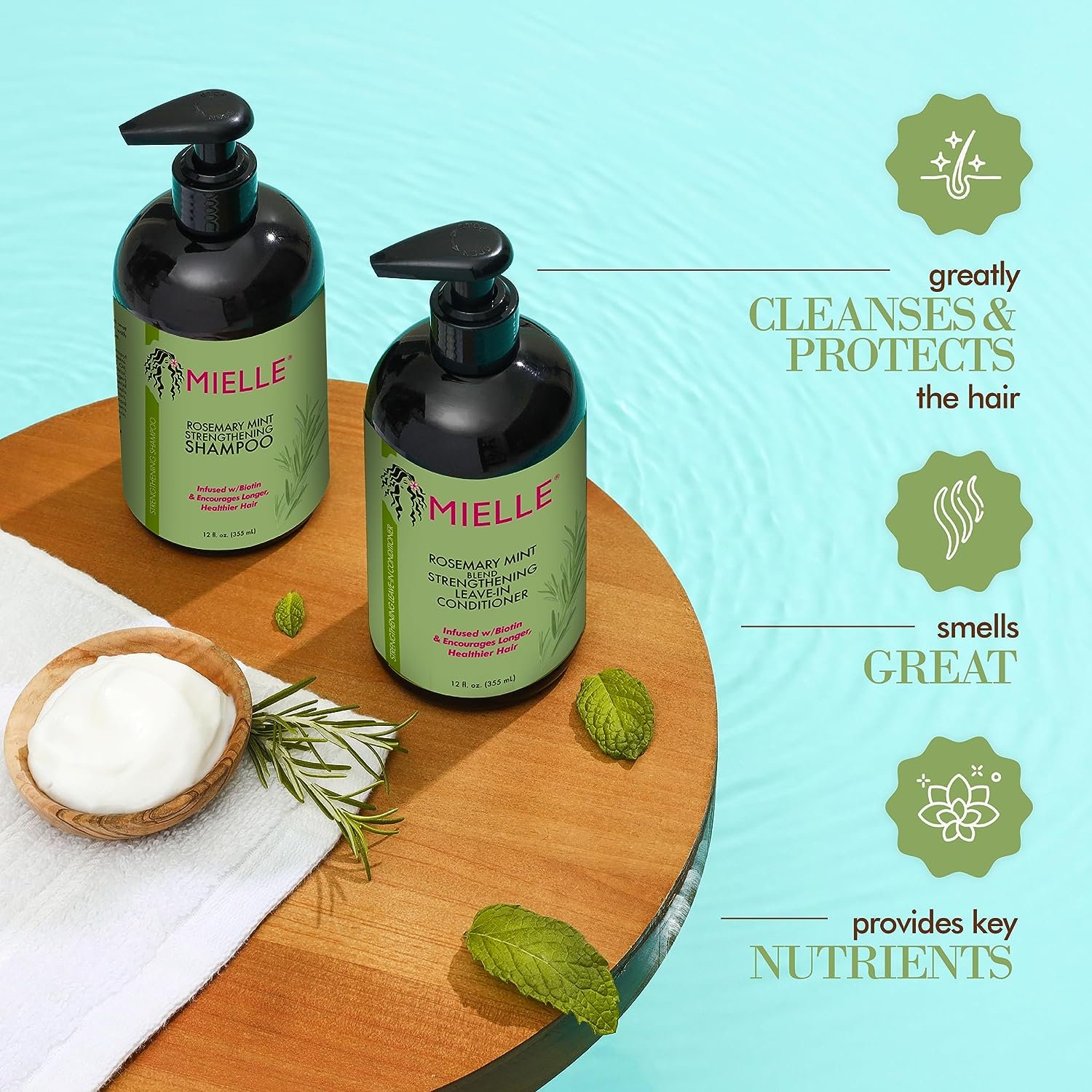 ميلي رومارين شامبو النعناع المقوي Mielle romarin shampooing fortifiant menthe