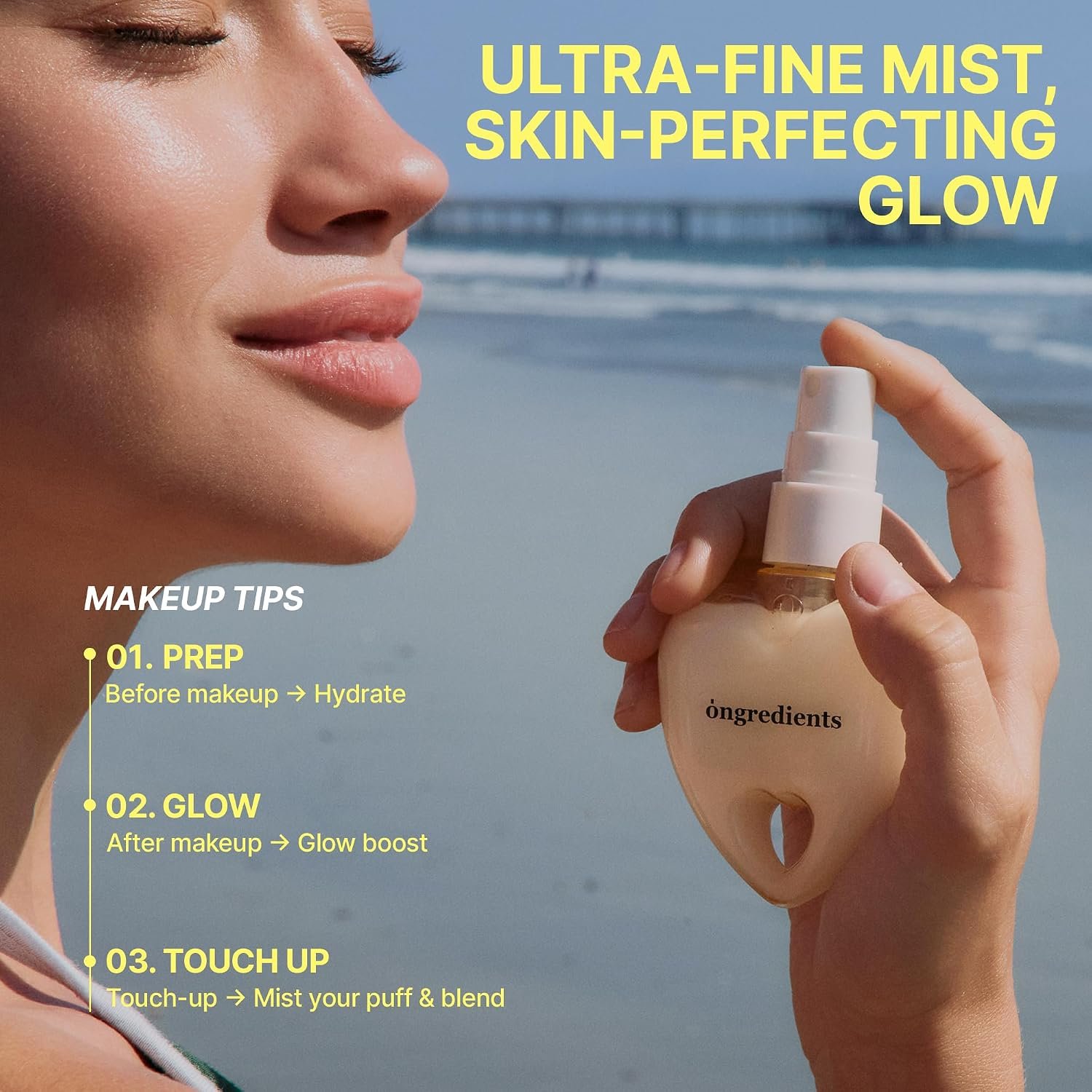 ONGREDIENTS Skin Barrier Glow Mist (Heart Edition), Dual-Layer Facial Mist, 98% Pure Glutathione, Multi-Peptide, Centella, Ultra-Fine Spray, Dry & Sensitive Skin, Korean Skin Care 1.69 fl. oz. / 50ml