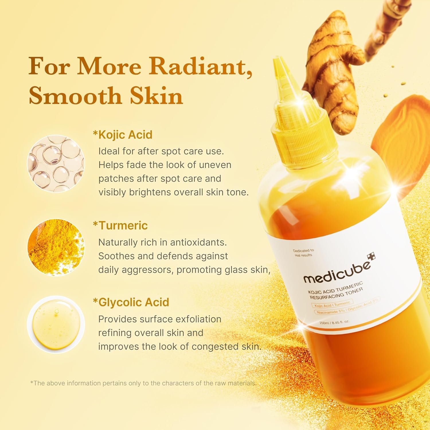 Medicube Kojic Acid Turmeric Smoothing Toner for Face & Body 250 ml