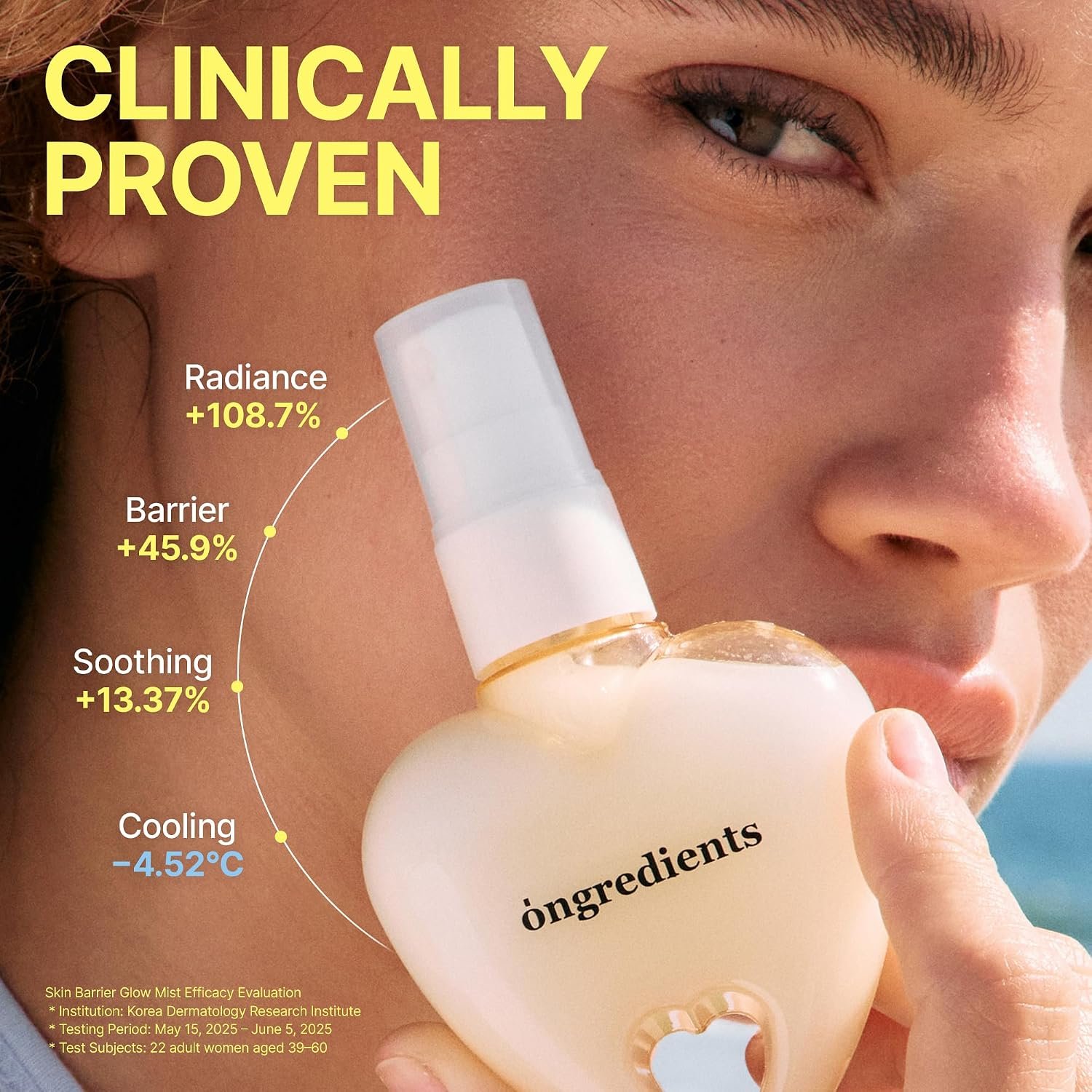 ONGREDIENTS Skin Barrier Glow Mist (Heart Edition), Dual-Layer Facial Mist, 98% Pure Glutathione, Multi-Peptide, Centella, Ultra-Fine Spray, Dry & Sensitive Skin, Korean Skin Care 1.69 fl. oz. / 50ml