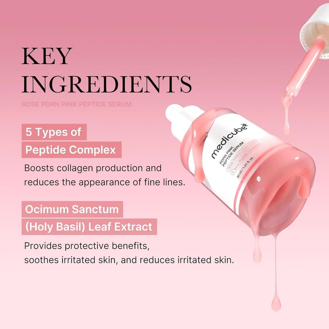 MEDICUBE PDRN PINK PEPTIDE SERUM 30ML مصل الببتيد PDRN الوردي من ميديكوب 30 مل