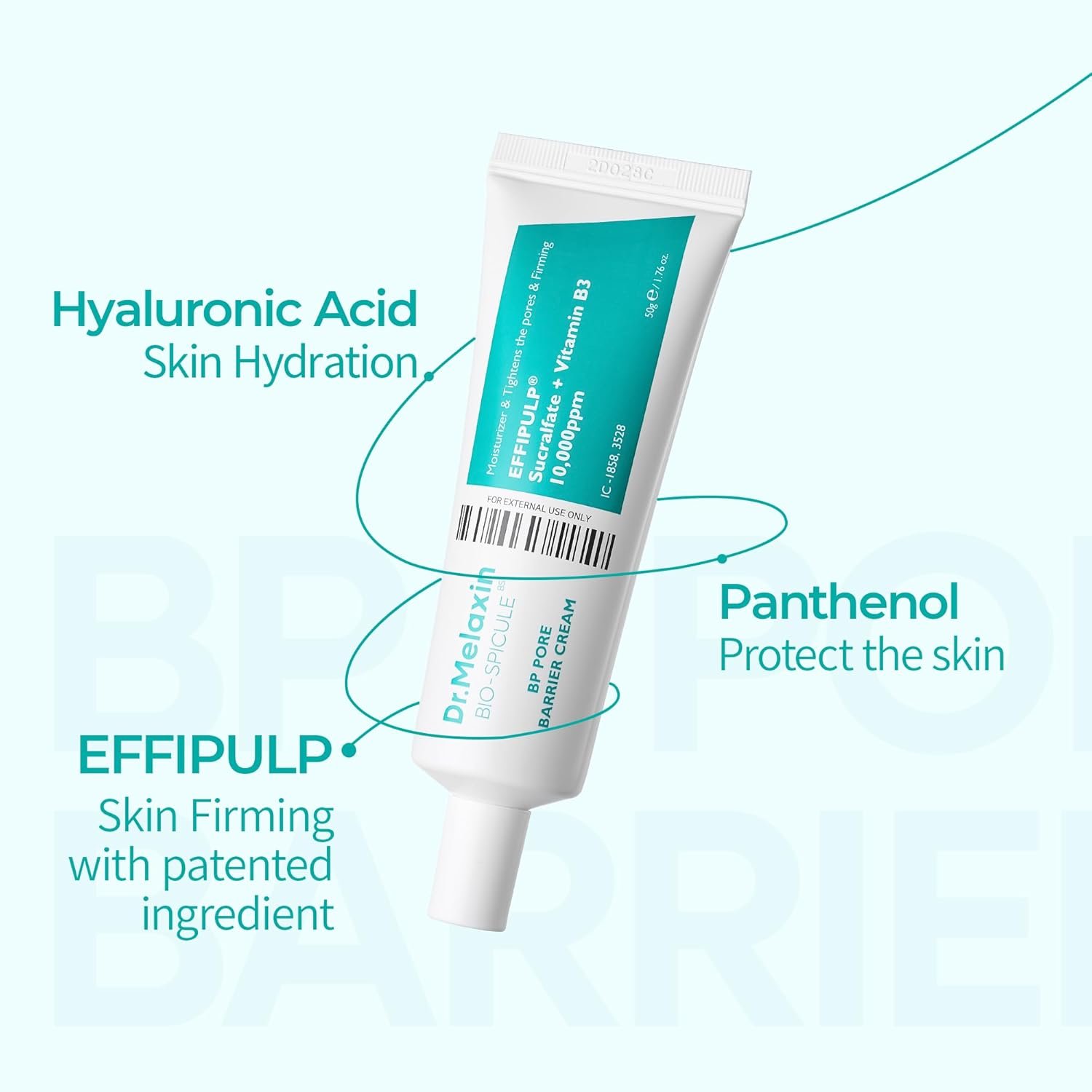Dr.Melaxin BP Barrier Cream 50g, 1.76 oz. | Bio spicule Stimulating Pore Roots, Pore Tightening, Provision of skin elasticity