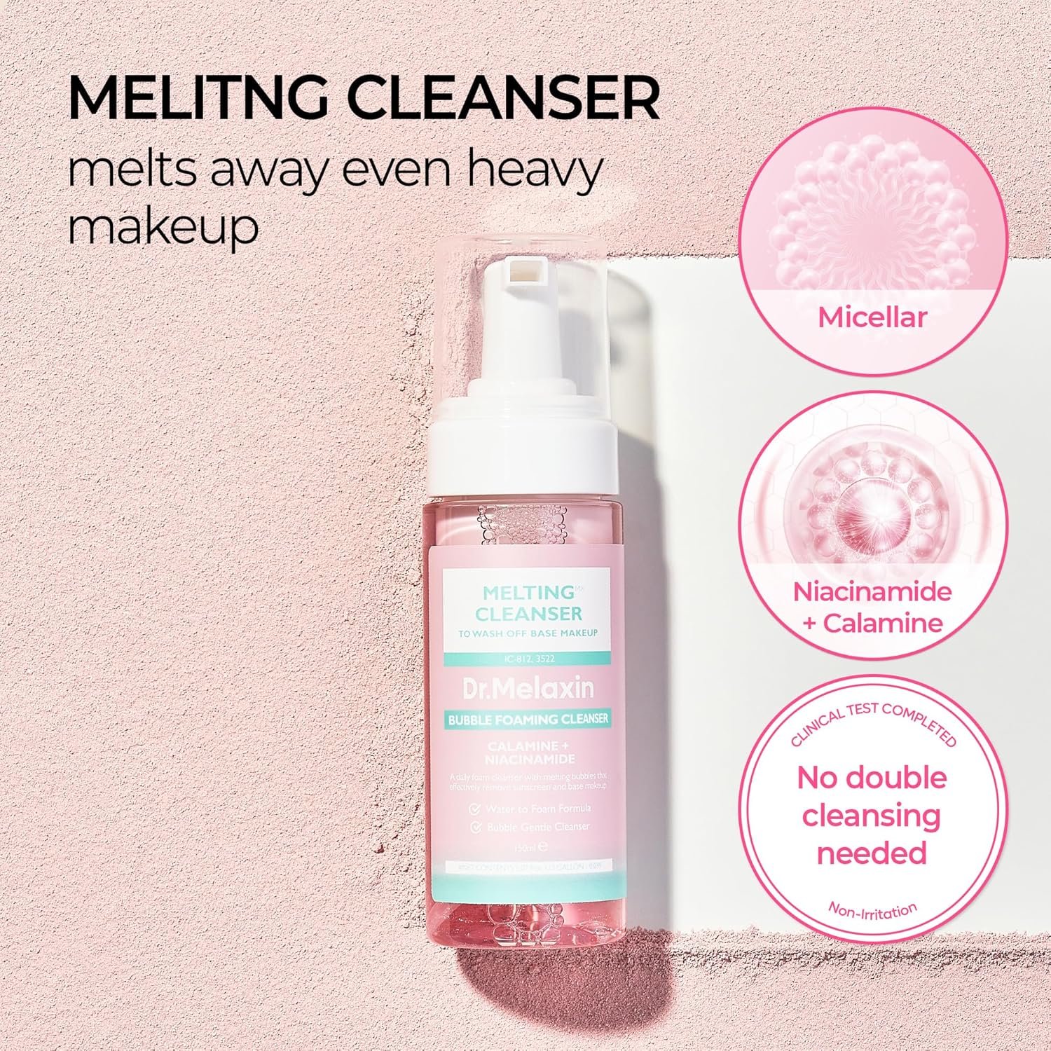 Dr.Melaxin Melting Cleanser – Hypoallergenic Makeup remover with Quick Bubble, Deep Pore Cleansing for all skin type, 150ml