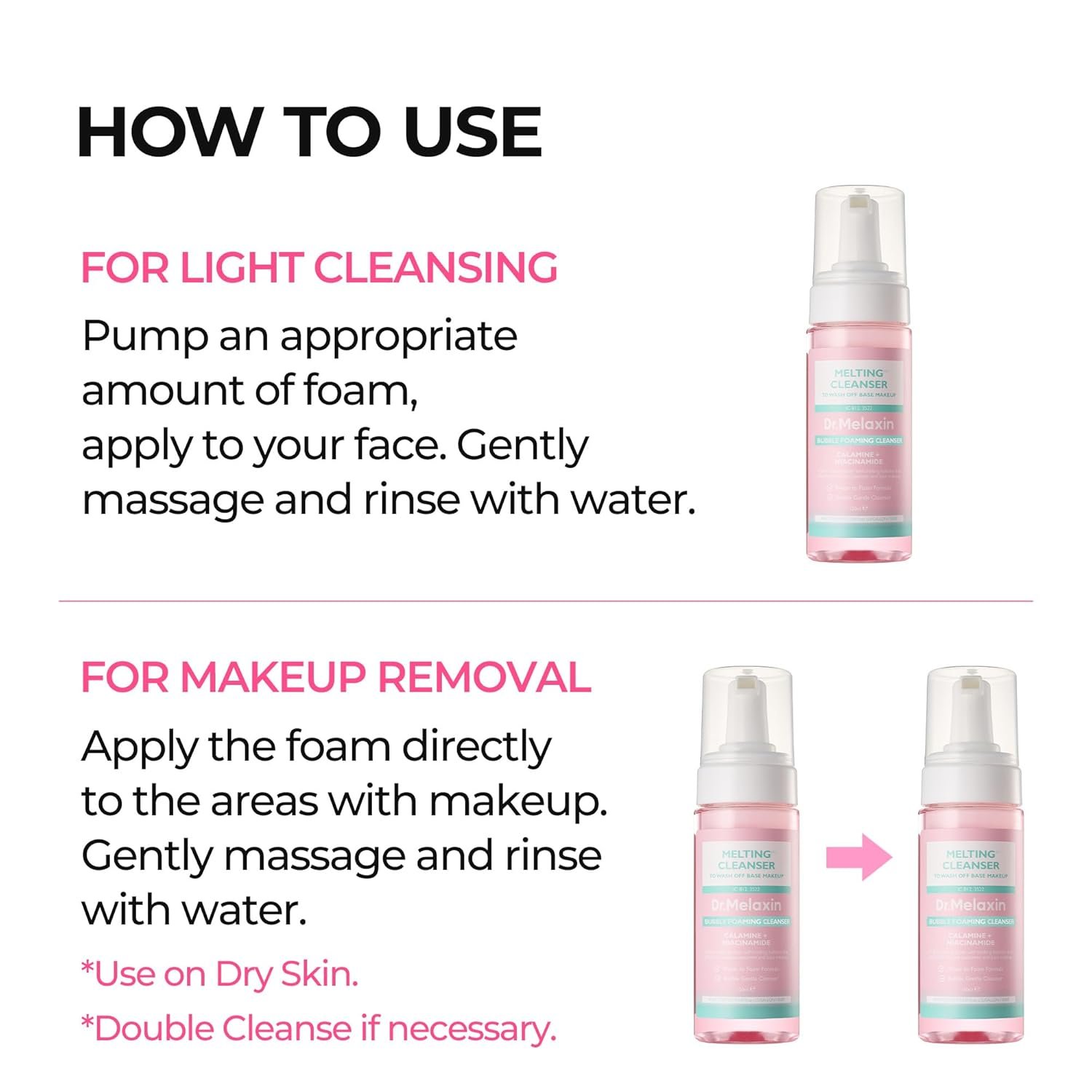 Dr.Melaxin Melting Cleanser – Hypoallergenic Makeup remover with Quick Bubble, Deep Pore Cleansing for all skin type, 150ml