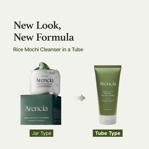 Arencia Green Tea + LHA Deep Pore Rice Cake Cleanser – 150g