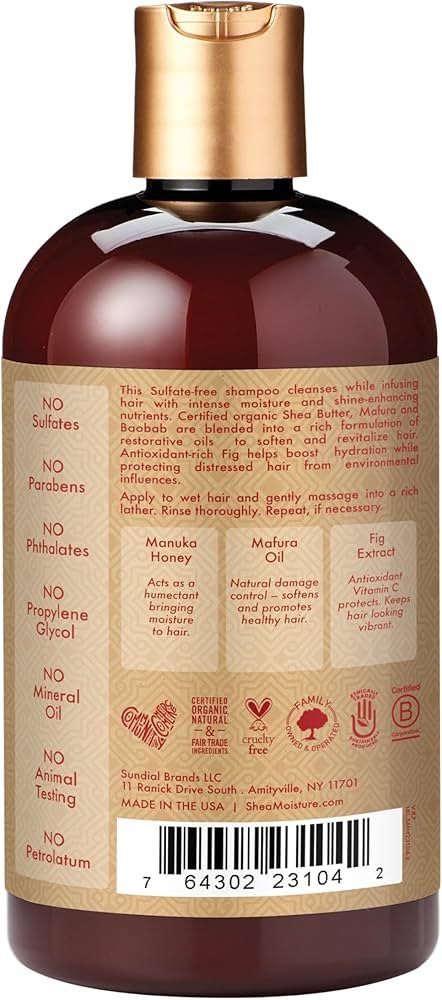 Shea Moisture Intensive Hydration Shampoo 384ml شامبو الترطيب المكثف بعسل المانوكا و زيت المافورا من شيا مويستشر 384مل