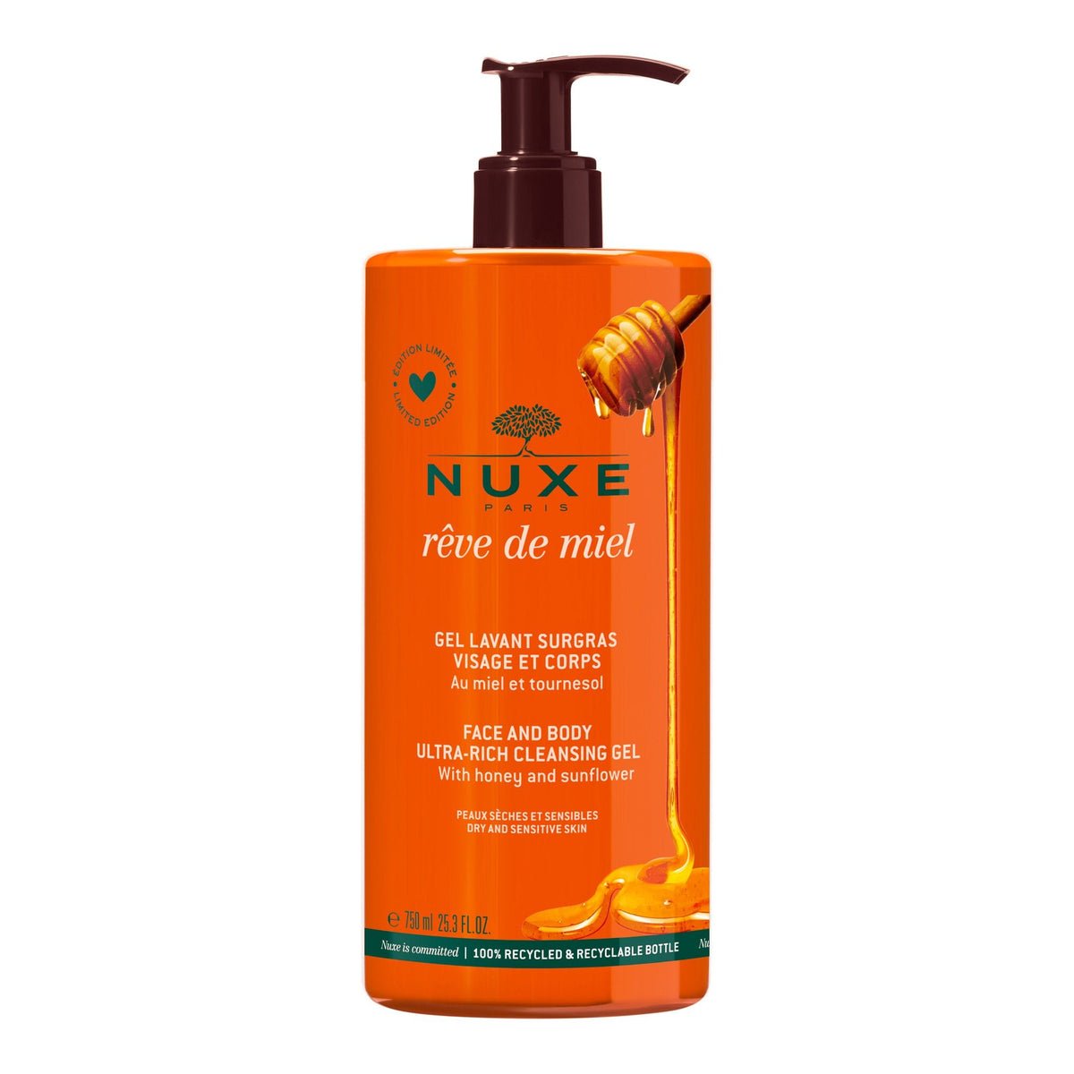Nuxe Gel Lavant Surgras visage et corps 750 ml