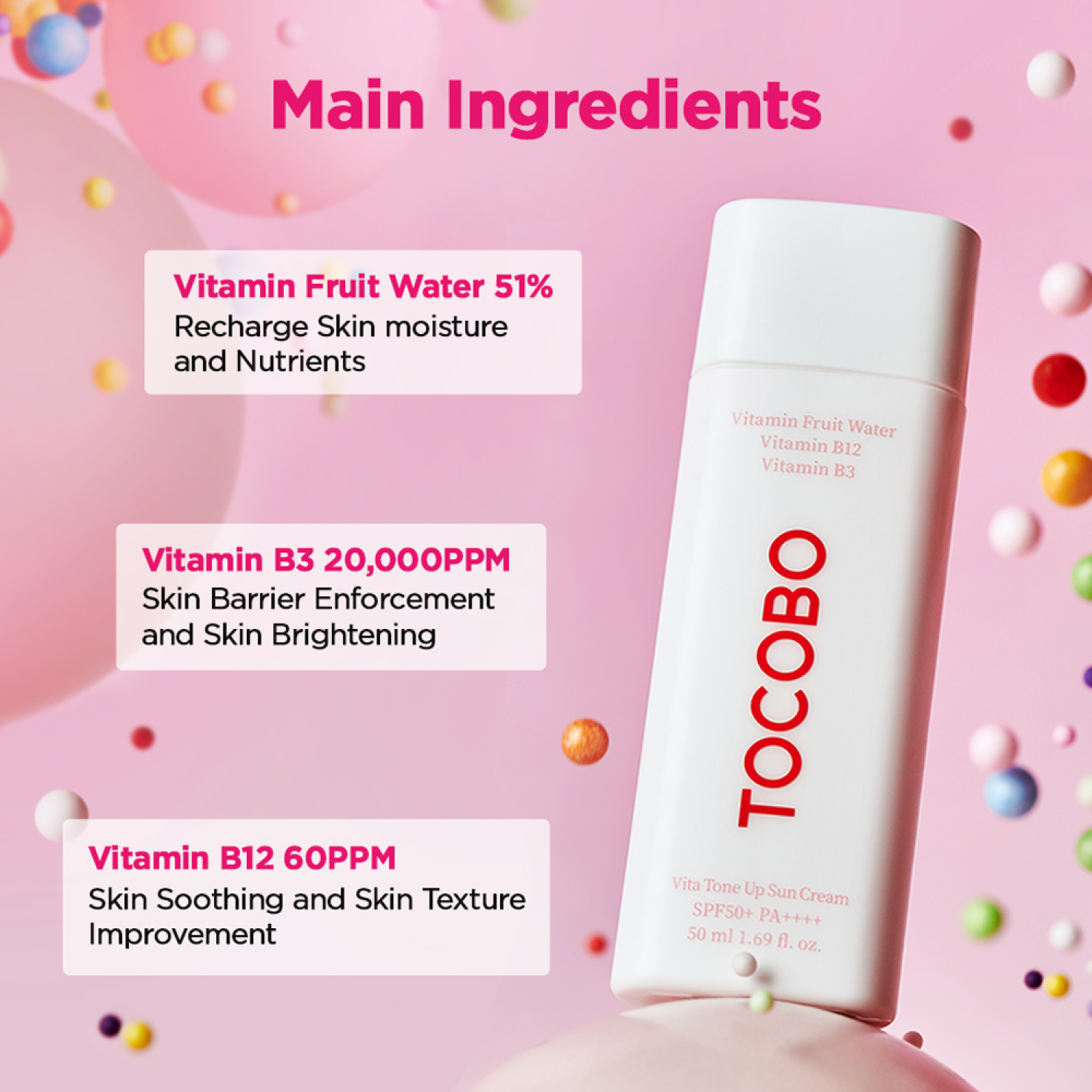 TOCOBO VITA TONE UP SUN CREAM SPF 50 PA++ – 50ML | توكوبو كريم واقي شمسي لاضاءة الوجه SPF50+ – 50 مل