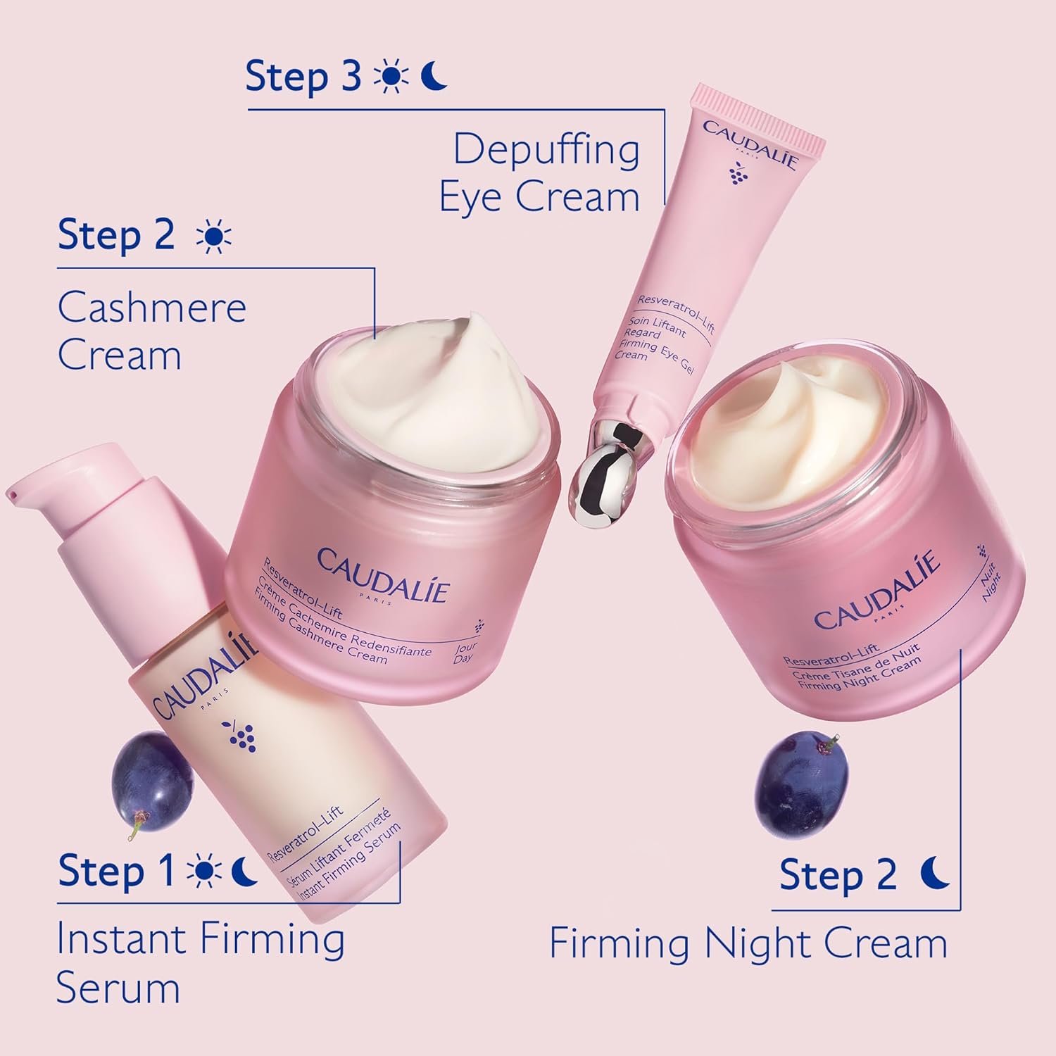 Caudalie Resveratrol-Lift Firming Depuffing Eye Gel Cream with Peptides, Hyaluronic Acid, and Vegan Collagen I – 15 mL