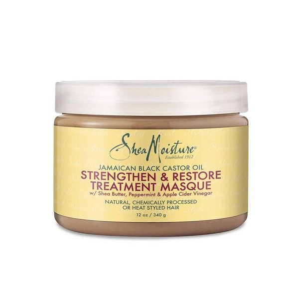 Shea Moisture Strengthen & Restore Treatment Masque 326g كريم مقوي ومنعم للشعر بزيت الخروع الجامايكي الأسود من شيا مويستشر – 326غ