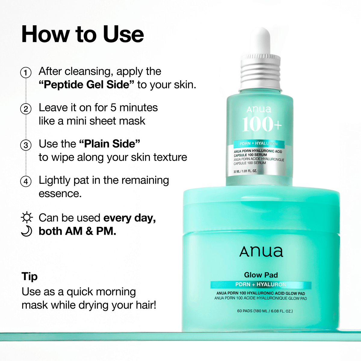 Anua PDRN + Hyaluronic Acid Glow Pad 60 PADS