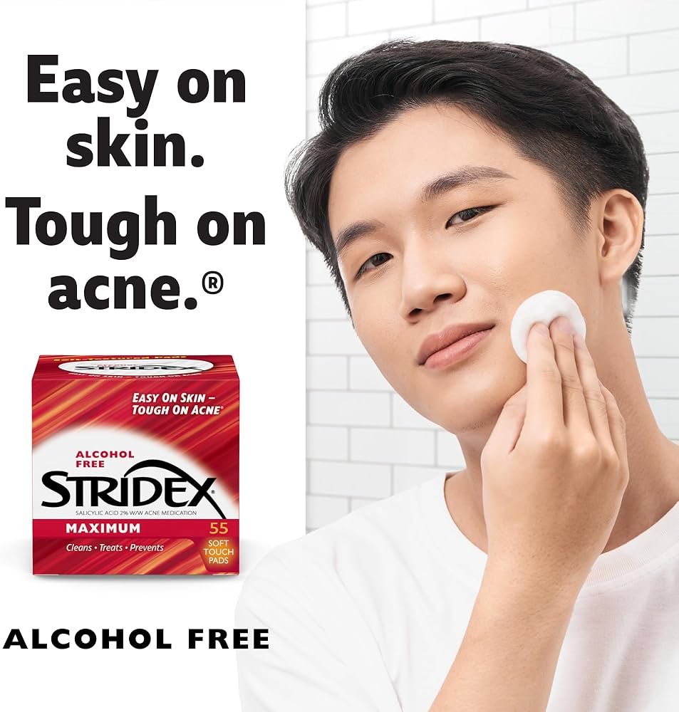 Stridex Medicated Acne Pads, Maximum, 55 Pad ضمادات ناعمة الملمس من ستريديكس للتحكم في حب الشباب , 55 ضمادة