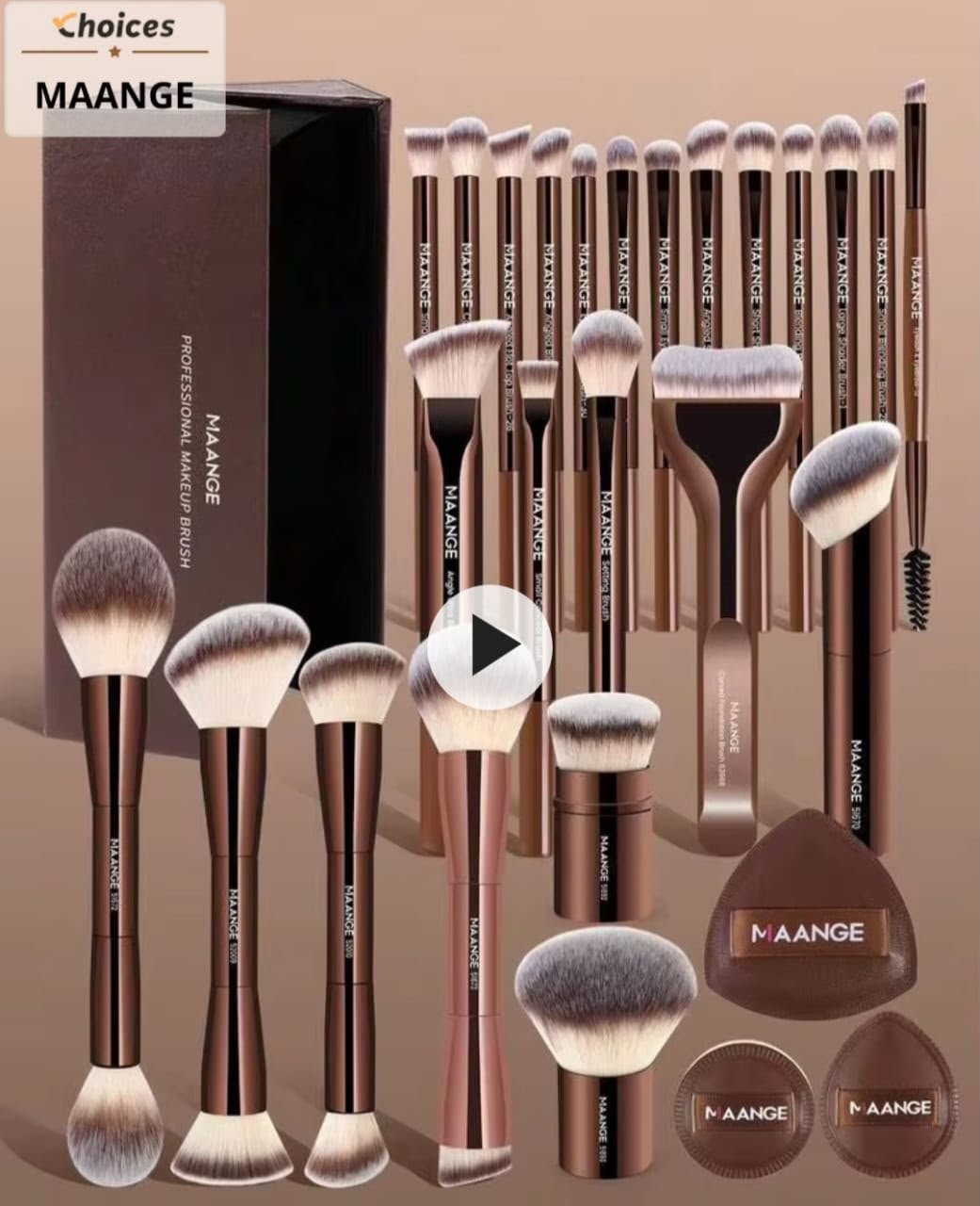 MAANGE 20Pcs Professional Makeup Brushes + 1pc Powder Puff