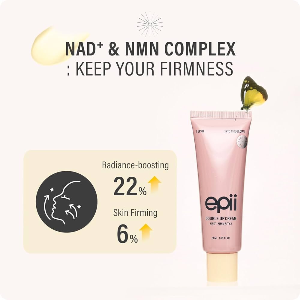 epii Double Up Cream – Firming Face Moisturizer for Aging Skin with NAD+ NMN TXA Niacinamide & 15% Squalane – Korean Skincare Face Cream for Dark Spots Uneven Tone Dull & Sensitive Skin 50mL