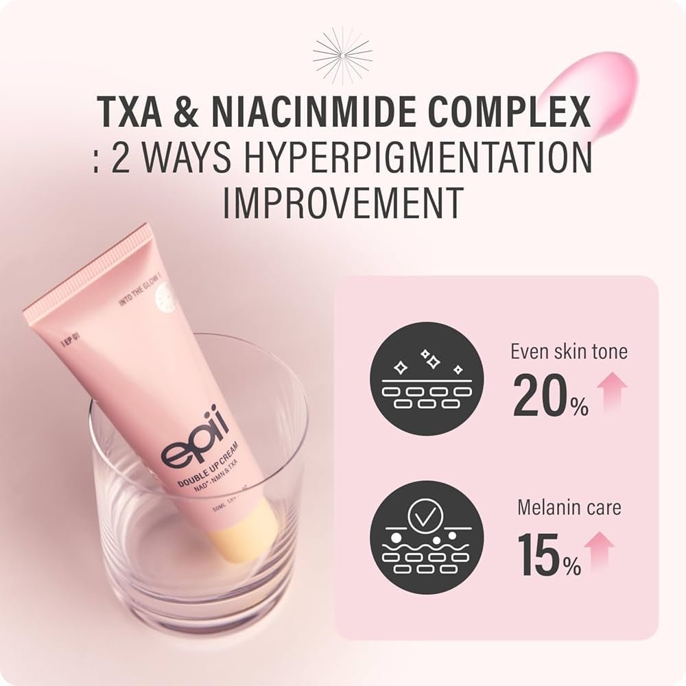 epii Double Up Cream – Firming Face Moisturizer for Aging Skin with NAD+ NMN TXA Niacinamide & 15% Squalane – Korean Skincare Face Cream for Dark Spots Uneven Tone Dull & Sensitive Skin 50mL