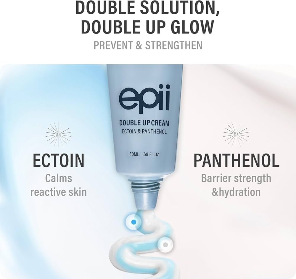 epii Double Up Cream – Ectoin Face Moisturizer with Panthenol & 15% Squalane – Korean Skincare Soothing Barrier Repair Cream for Sensitive Skin Dry Skin Redness & Daily Hydration 50mL