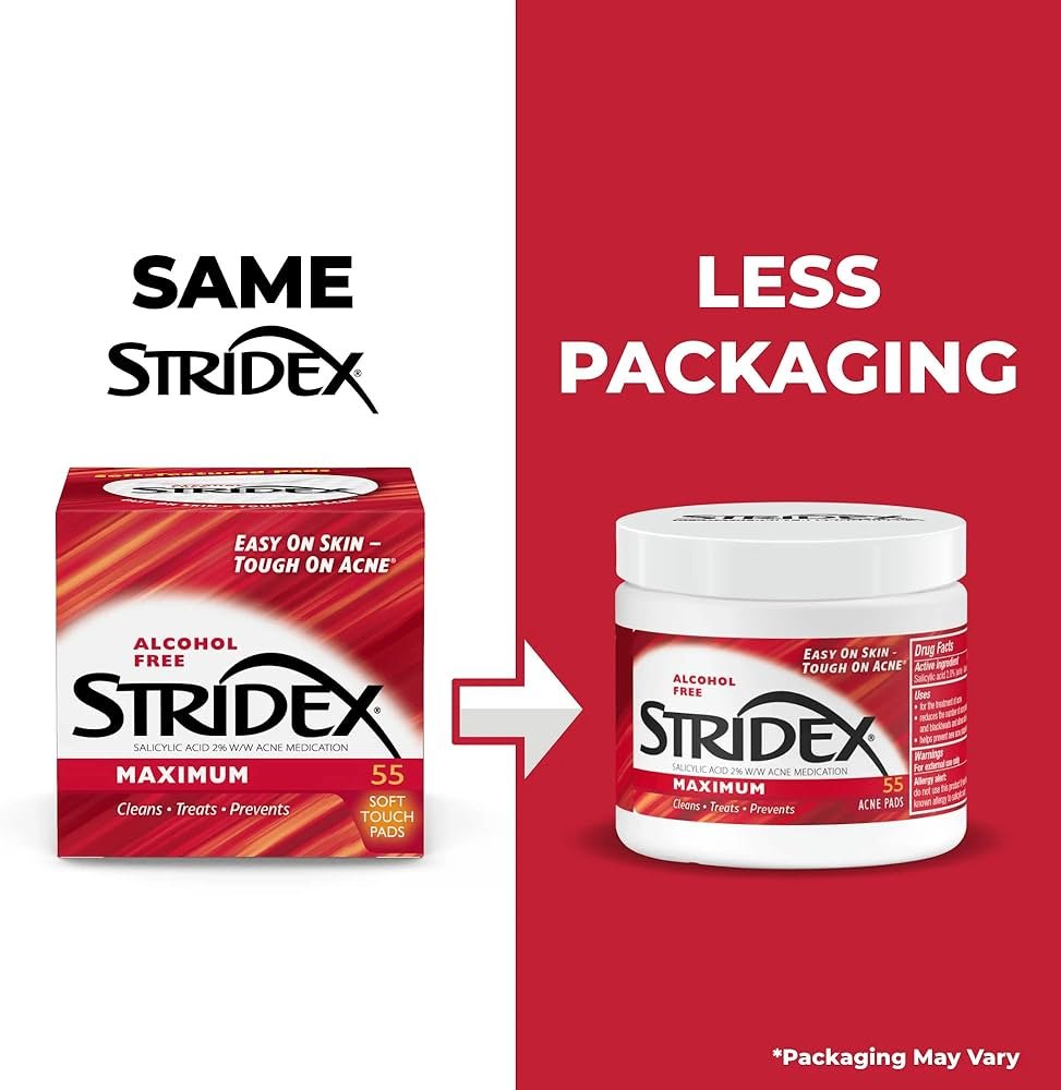 Stridex Medicated Acne Pads, Maximum, 55 Pad ضمادات ناعمة الملمس من ستريديكس للتحكم في حب الشباب , 55 ضمادة