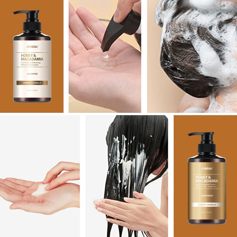 Kundal Amber & Vanilla Shampoo + Conditioner Hair Care Set – 2 Pcs