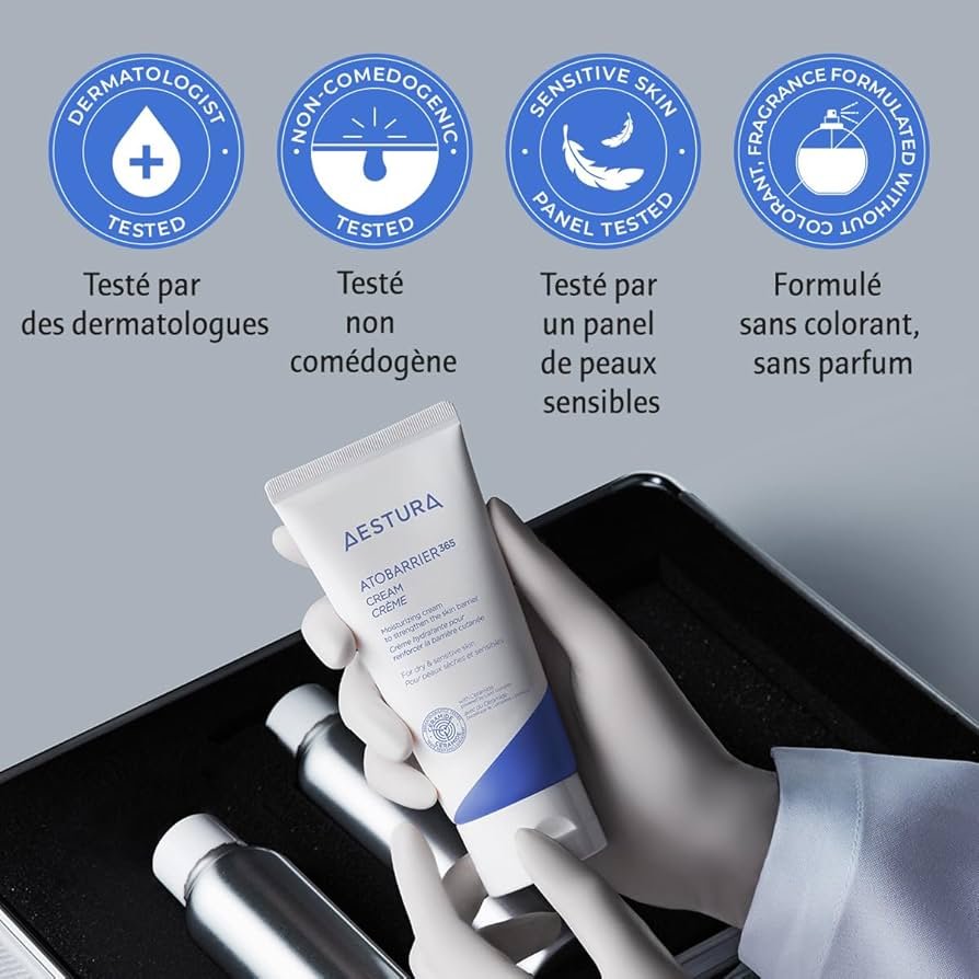 AESTURA ATOBARRIER365 CREME avec Céramide Hydratant 120 heures Hydratant à capsules visibles Complexe lipidique breveté Crème visage pour peaux sèches et sensibles Testée par des dermatologues 80mL