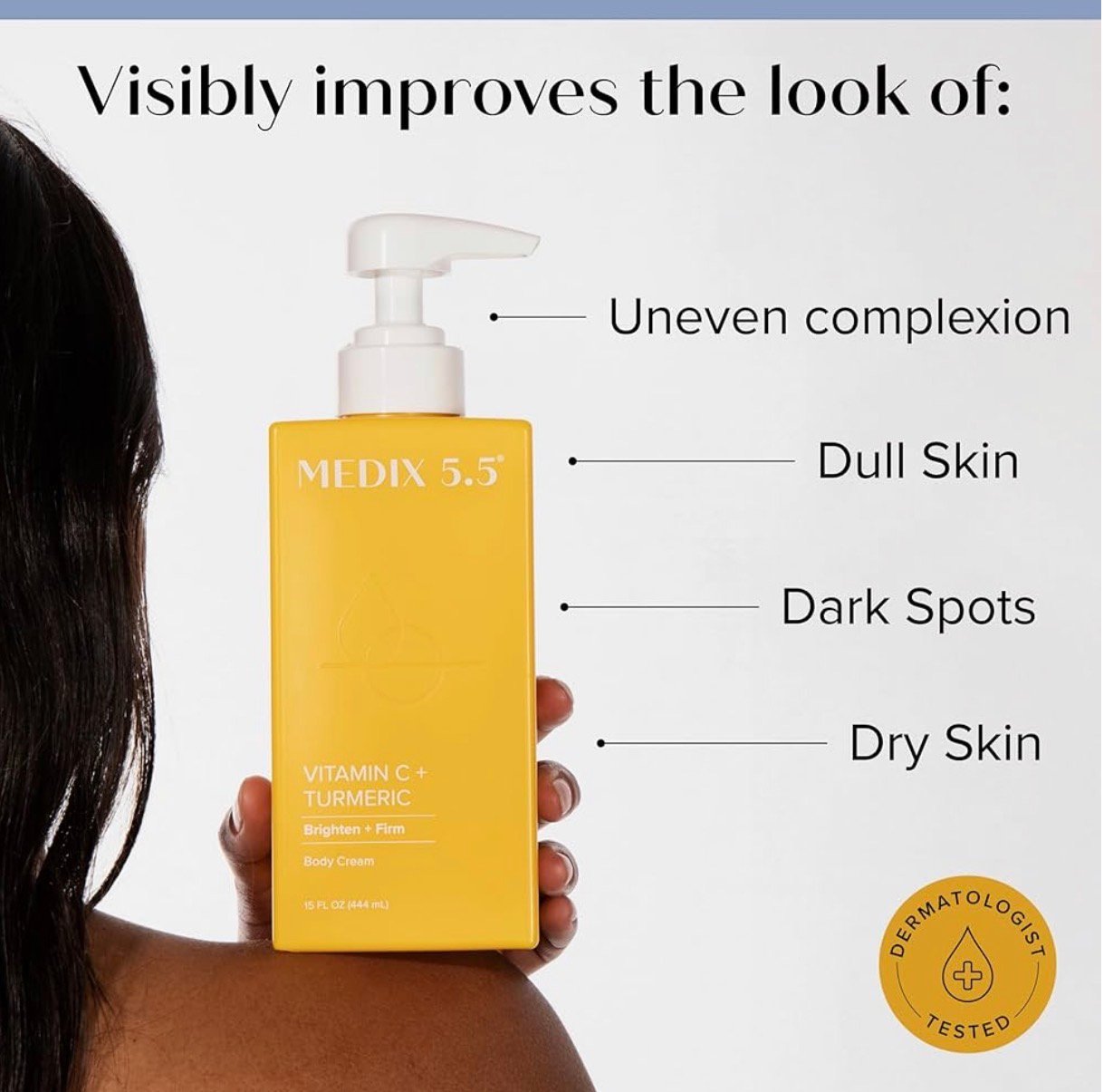 MEDIX Vitamin C Cream + Niacinamide Brightening Body Lotion | Anti Aging Moisturizer Vitamin C Lotion For Women & Men To Soften The Look Of Dark Spots, Wrinkles, & Uneven Looking Skin Tone, 15 Fl Oz