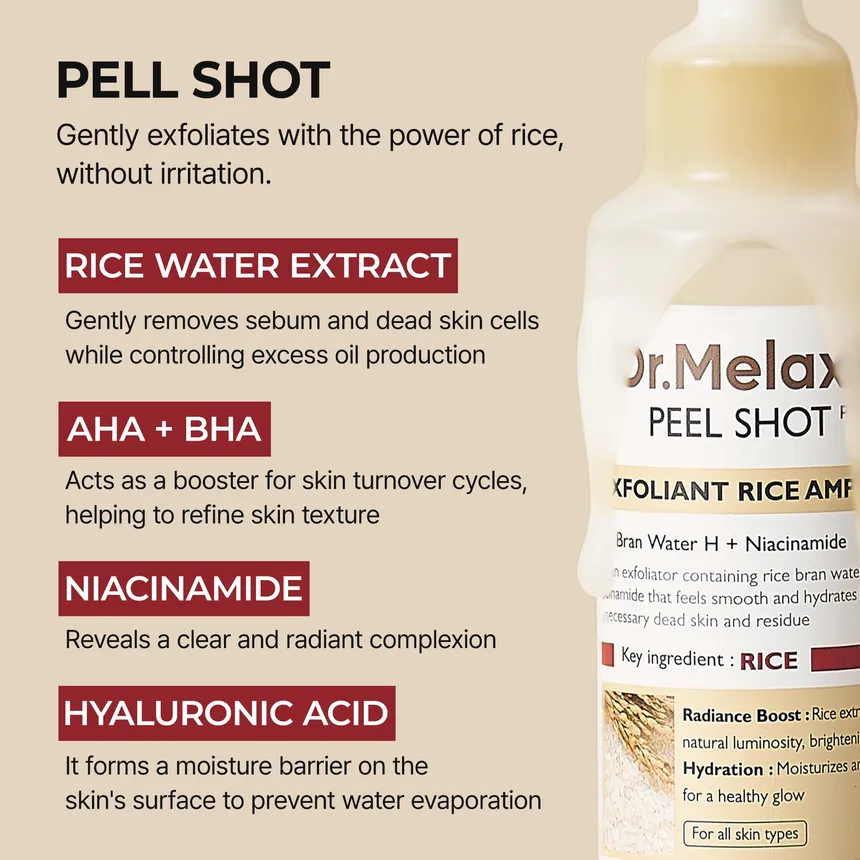 Dr.Melaxin -Peel Shot Exfoliant White Rice Ampoule 80ml