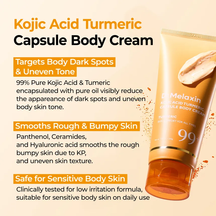 Dr.Melaxin – Kojic Acid Turmeric Capsule Body Cream – Crème corps éclaircissante 200g