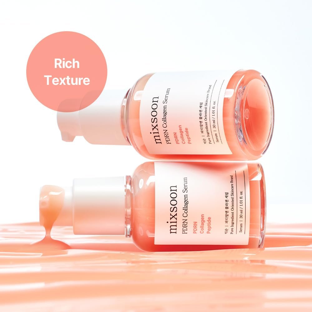 mixsoon PDRN Collagen Serum -Firming, Hydrating and Revitalizing for Face, Lightweight Peptide Hydrating Moisturizer 30ml / 1.01 fl.oz. Korean Glass Skin Care