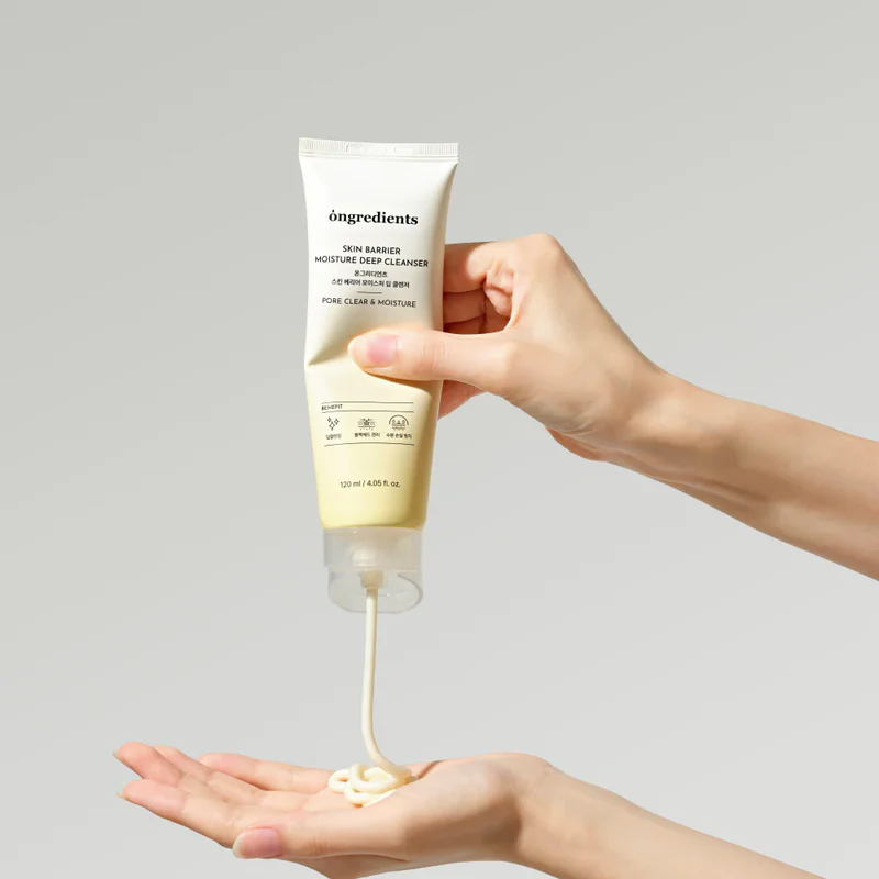 ONGREDIENTS Skin Barrier Moisture Deep Cleanser | Daily Face Wash for All Types | Centella, Peptide, AHA, LHA, Hydrating, Soothing, Pore Tightening | Vegan, Korean Skin Care 4.06 fl Oz