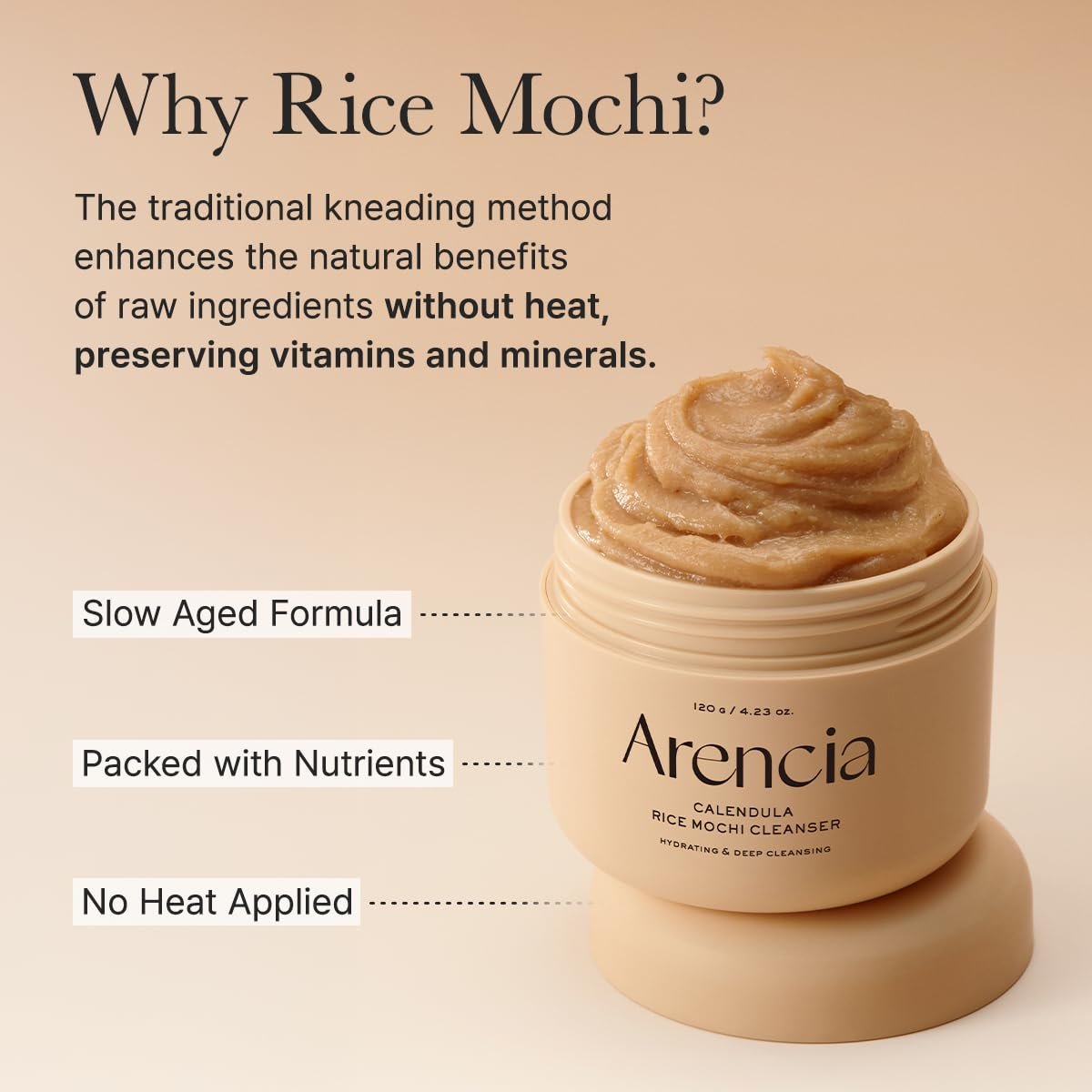 Arencia Calendula Rice Mochi Fresh Cleanser – Moisturizing, Brightening & Deep-Cleansing (4.23oz)