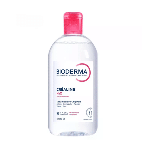 BIODERMA Créaline H2O – L’eau micellaire originale, nettoyante et démaquillante – Élimine le maquillage, le pollen et les résidus de pollution – Peaux sensibles – Flacon 500 ml