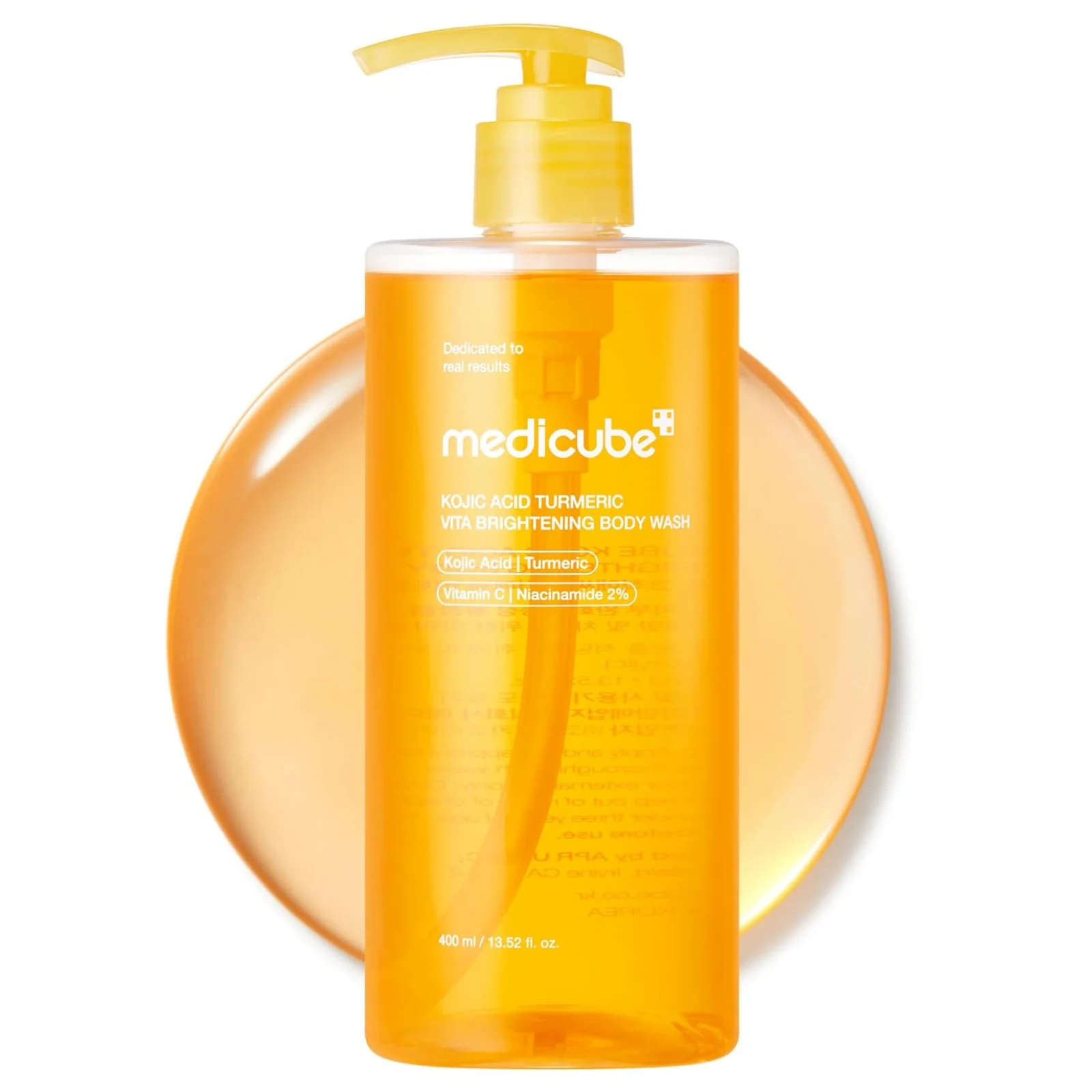 medicube Kojic Acid Turmeric Brightening Body Wash | Gentle Shower Gel for Uneven Skin | Niacinamide, Vitamin C, AHA/BHA | Deep Cleansing, Hydrating Formula | Easy and Effective, 13.52 fl.oz