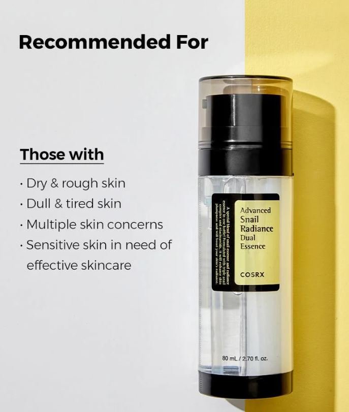 COSRX Advanced Snail Radiance Dual Essence اسنس الحلزون 2 في 1 مرونة وإشراق