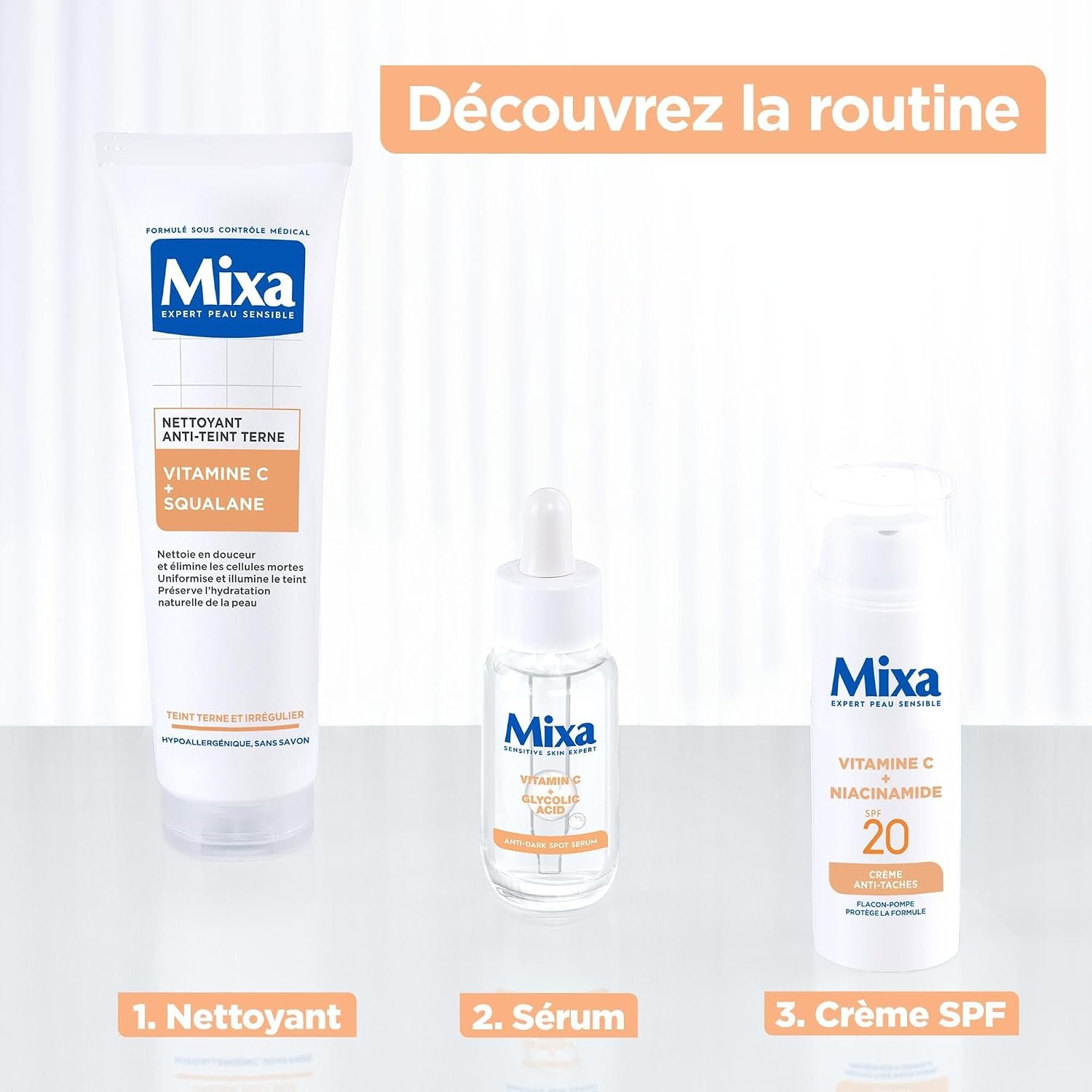 Mixa – Anti-Dull Comfort Cleanser with Vitamin C and Squalane – Skin with Dull and Irregular Complexion – Protective Moisturizing Facial Care – Gentle Make-up Remover – 150 ml | Visibly Brighter Skin, Unified Skin Tone After 2 Weeks, Hypoallergenic Formula, Medical Control