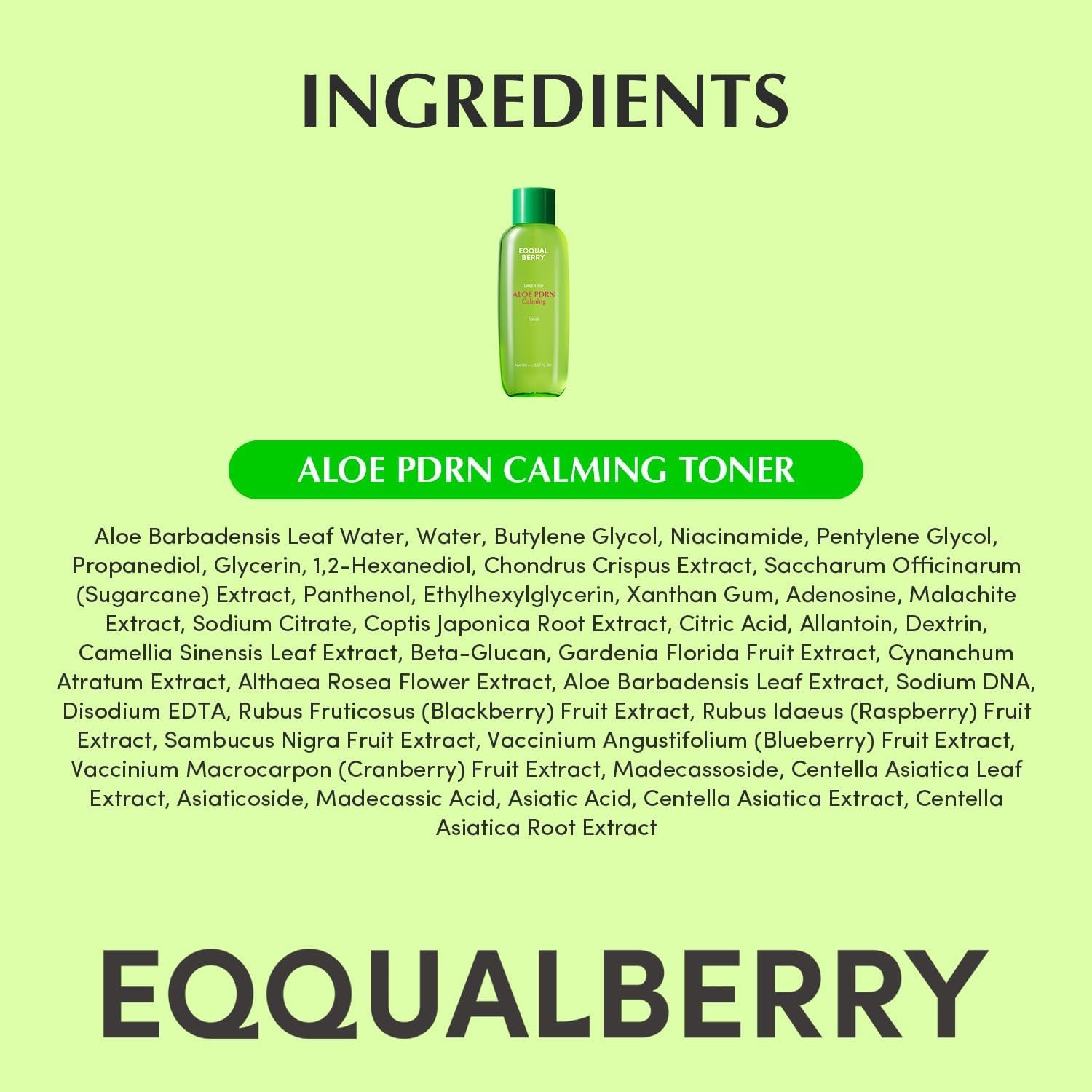 EQQUALBERRY Aloe PDRN Calming Toner, for Sensitive, | Instant Relief & Cooling | Non-Comedogenic & Fungal Acne Safe, Skin Barrier Repair | K-Beauty (5.07 fl.oz / 150ml)