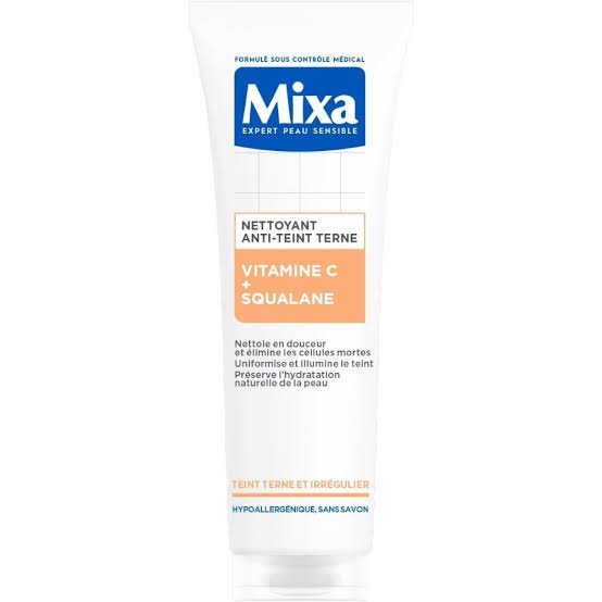 Mixa – Anti-Dull Comfort Cleanser with Vitamin C and Squalane – Skin with Dull and Irregular Complexion – Protective Moisturizing Facial Care – Gentle Make-up Remover – 150 ml | Visibly Brighter Skin, Unified Skin Tone After 2 Weeks, Hypoallergenic Formula, Medical Control