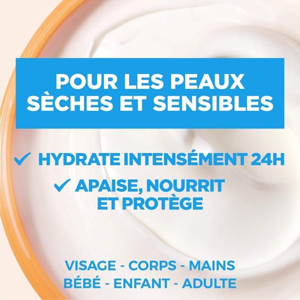 Mixa Intensif Peaux Sèches – La Crème des Peaux Sèches et Sensibles – Multi Usage Visage, Corps, Mains, Pieds – Nourrit 24h et Apaise – Pénétration Rapide – Hypoallergénique – Pot 400 ml