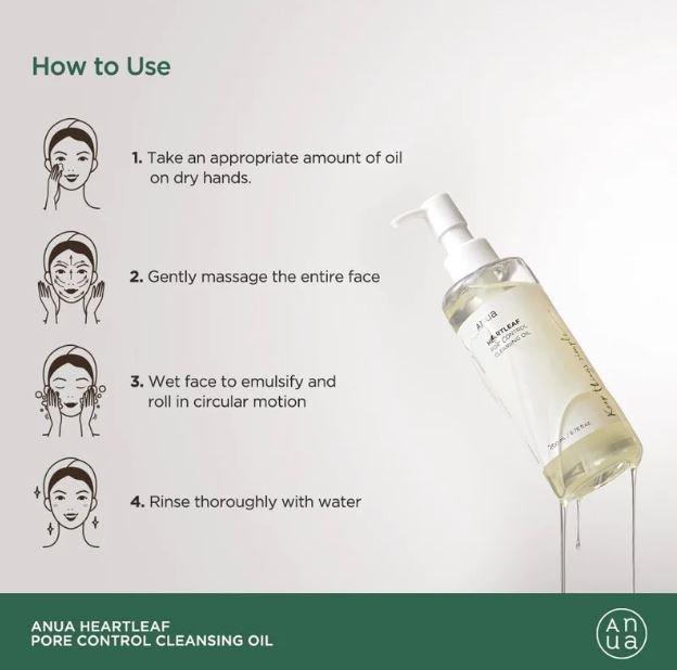 Anua Heartleaf Pore Control Cleansing Oil غسول الهارتليف الزيتي للتحكم في المسام